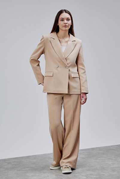 Bolivente Stone Palazzo Trousers Blazer Jacket Suit