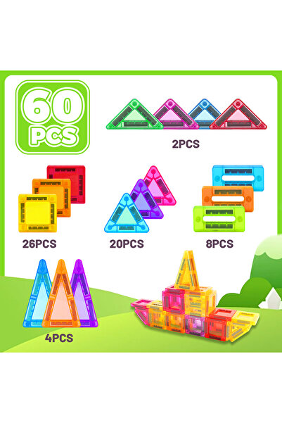 Choice 60PCS Magnetic Building Blocks Construction Sets Mini Size DIY Montess...