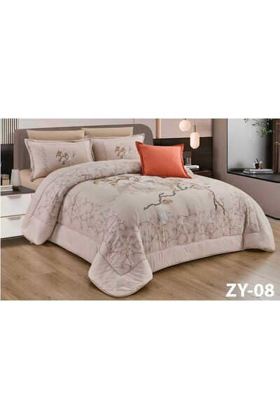 Mon Summer double bed set: cover 230x250 cm + sheet 200x200 cm, beige color w...