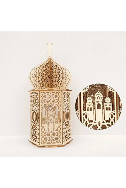 Choice C Eid Mubarak Wooden Pendant With Led Candles Light Ramadan Decoration...