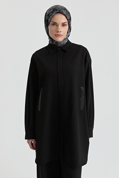 Tuğba Taş İşleme Detaylı Tunik - Siyah