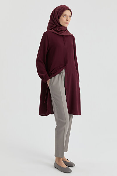 Tuğba Bel Lastikli Havuç Pantolon - Gri