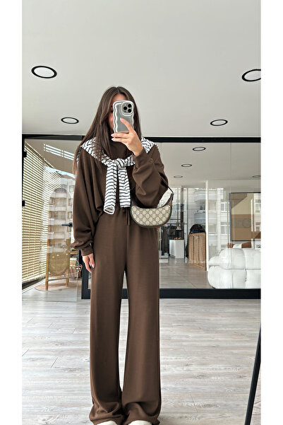 YAKAMEL Women's Modal 2-Ply Long Sleeve Loose Leg Tracksuit Set