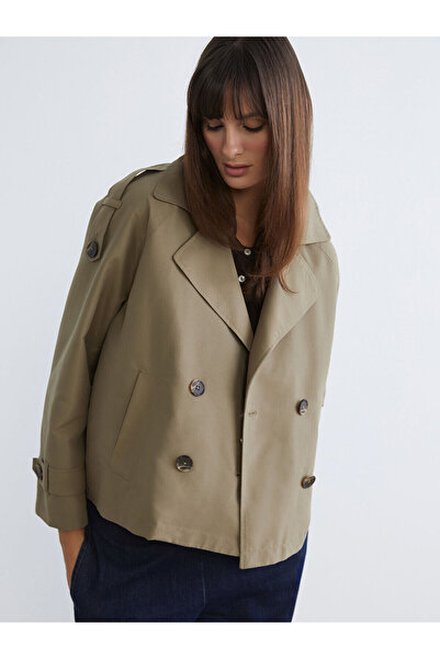 LC Waikiki Peak New Season Double-Breasted Collar Oversize Women's Trench Coat
