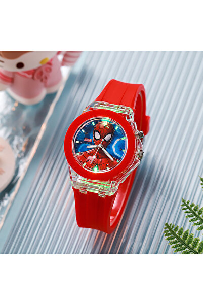 Choice XFG-ZZX-Red Cute Spiderman Children Watches with Color Flash Light Sil...