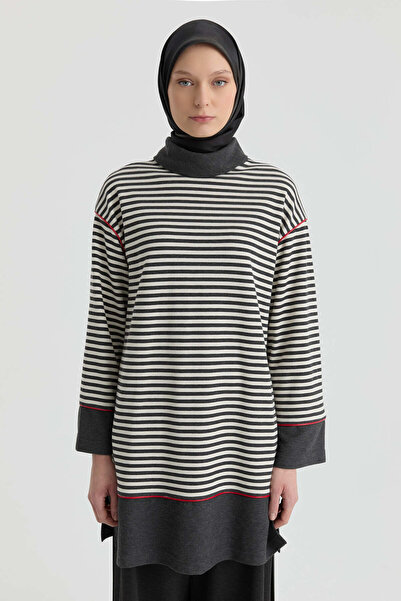 Tuğba Boğazlı Yaka Tunik - Antrasit