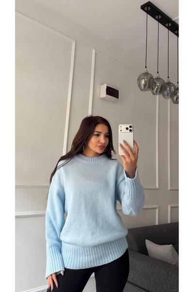 Daves Blue High Neck Soft Textured Sweater
