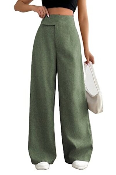 StreetWear Outlet Women's Casual Wide Pants with Asymmetrical Waist