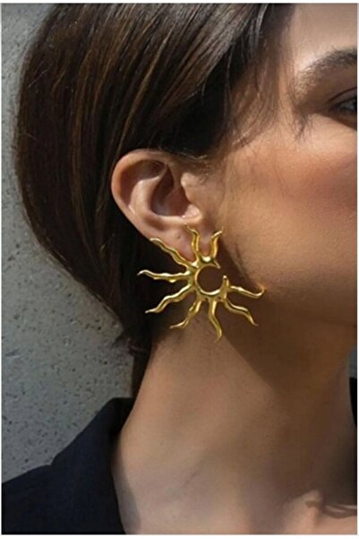 Girift Vintage أقراط ييان الذهبية على شكل الشمس