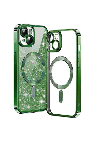 Techsuit Husă pentru iPhone 14 Plus - Luxury Glitter MagSafe - Verde închis