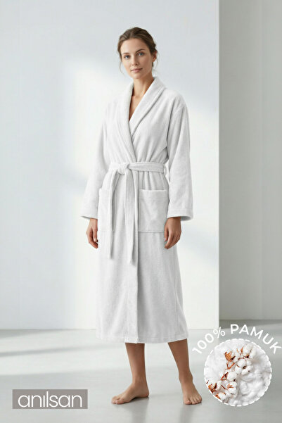Anılsan Şalyaka kućni ogrtač, beli, 100% pamuk, unisex, idealan za spa, žene/...