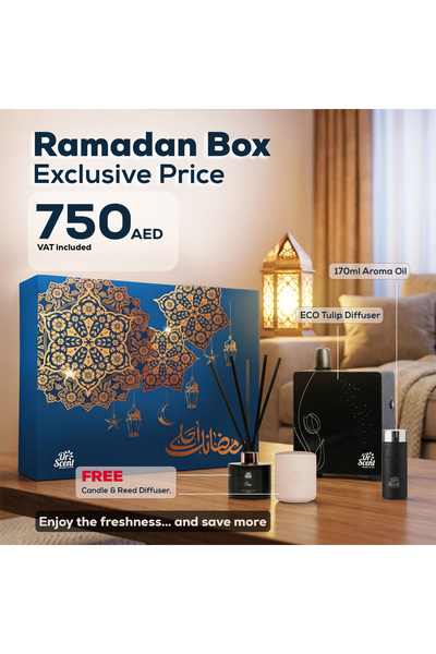 DR SCENT علبة هدايا رمضان الفاخرة تتضمن موزع روائح التوليب الصديق للبيئة، وزي...