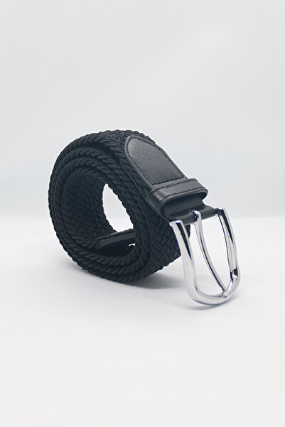 Paşala Leather Ανδρική πλεκτή ελαστική ζώνη μαύρη 3,5 εκ. Ευέλικτη κατασκευή ...