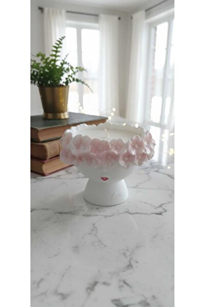 özkösekids Dekoratif Çiçekli Kız Mumluk %100 soya wax Mum Gül Kokulu