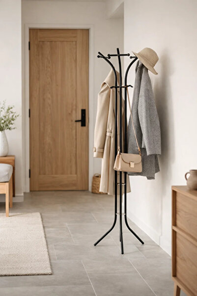 MARIA HOMES Free Standing Black Metal Coat Tree Hanger for Clothes Hats Bags ...