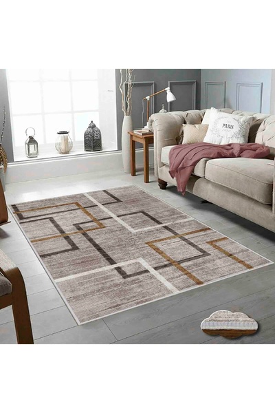 Artenova Covor dreptunghiular cu model geometric, Wookece, 80x150 cm, poliest...