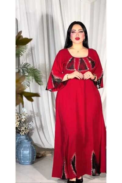 saher-alshrek Red jalabiya with lace