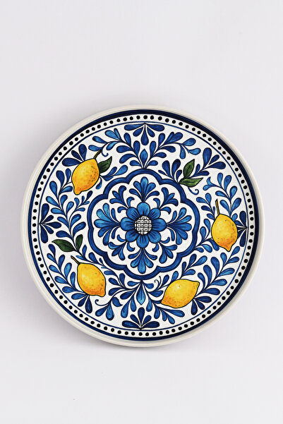 Leila 4-Piece Lemon Blue Tray 22 cm Blue-White
