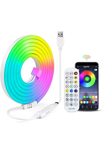 UanTii شريط إضاءة نيون ذكي بتقنية البلوتوث RGB، شريط إضاءة نيون USB، شريط إضا...
