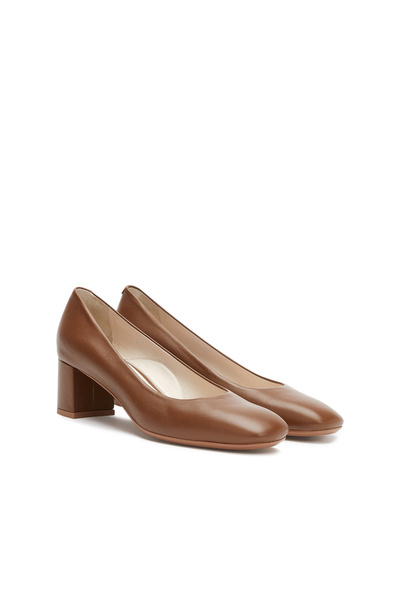 Dıvarese Kahverengi Rahat Deri Topuklu Ayakkabı