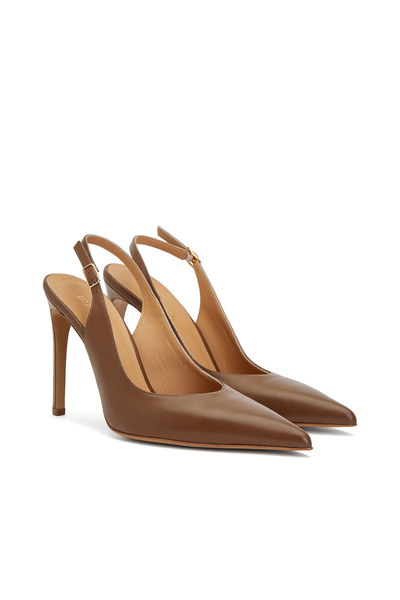 Dıvarese Kahverengi Deri Topuklu Ayakkabı