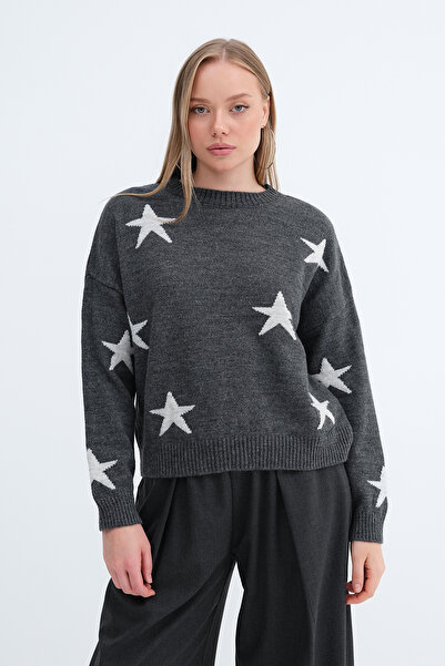 Addax Star Patterned Knitwear Sweater K3512