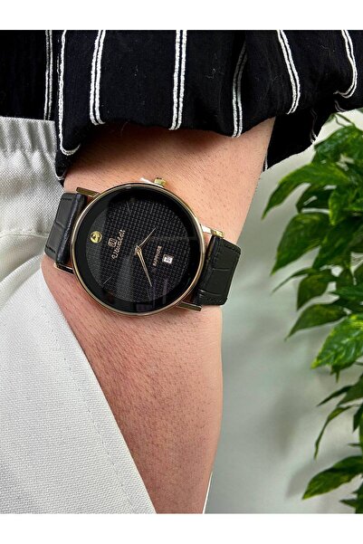 Arvens Vintage Dial Black Men's Wristwatch Stainless Steel Case Leather Band ...