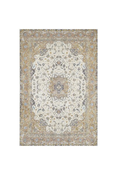 Artenova Covor bej cu model clasic, Woopamuk, 80x150 cm, bumbac si poliester,...