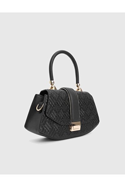 İLVİ Jorie Hasır Baskı Siyah Kadın El Çantası