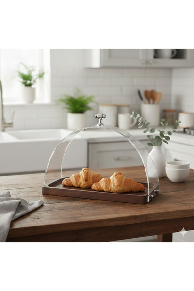 casa rosa wooden sweet plate with acryilic handle size 30X15X20 cm