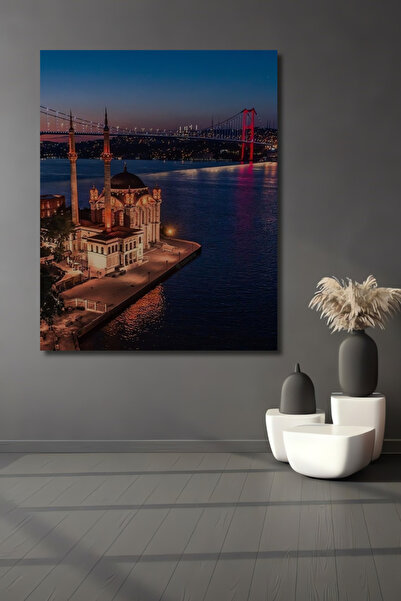 Teona Ahşap İstanbul Boğazı Tarihi Cami ve Köprüsü Yağlı Boya Görünümlü Dekor...