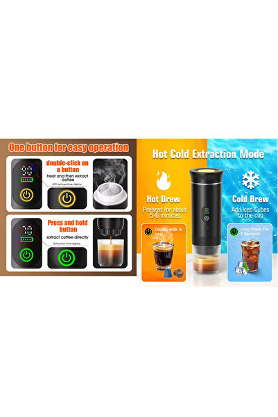 OEM Espressor portabil, ecran LED, cafea calda/rece, 72W, 80ml GRI