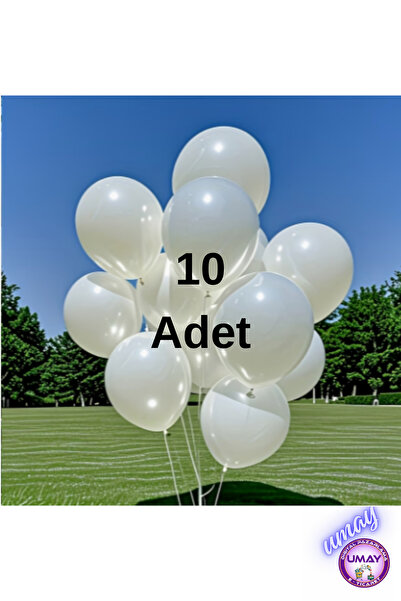 Atom 10 Pcs 12 Inch Metallic White Balloons |   Helium Compatible Shiny Latex...