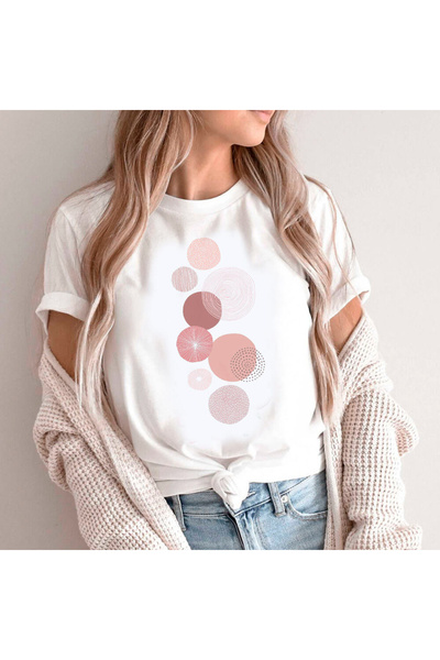 Kartier Tricou Dama Alb Pastel pink circles