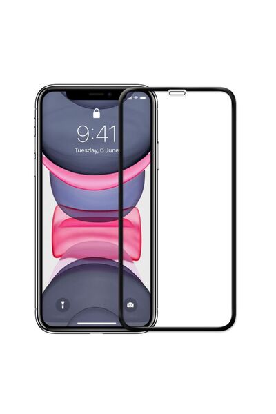 bzontech واقي شاشة متوافق مع آيفون 11، زجاج مقاوم للكسر 9D يغطي الشاشة بالكامل