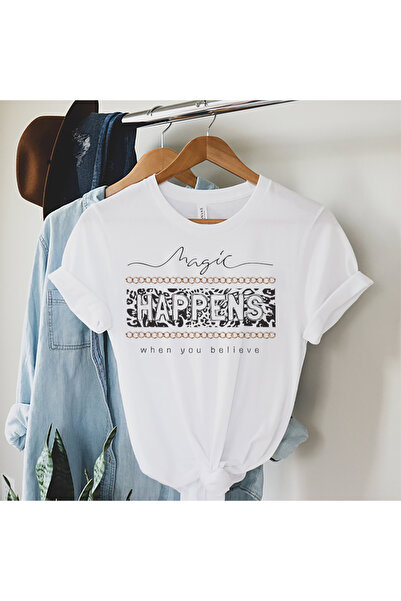 Kartier Tricou Dama Alb Magic Happens When You Believe