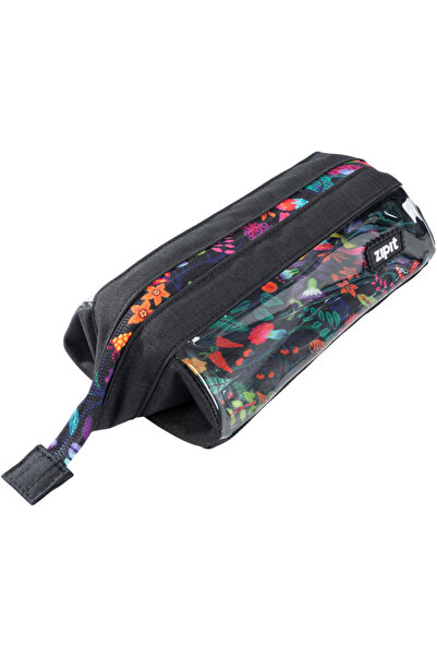Zipit Lenny Clear 2 Sides Pencil Case - Black Floral