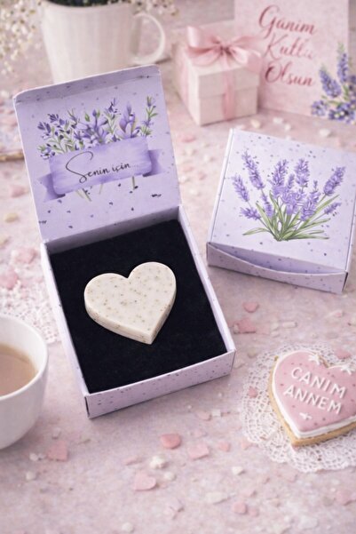 Emtory Home Lavanta Kutulu Kalpli Lavantalı Doğal Sabun – Kadınlar Günü Hediy...