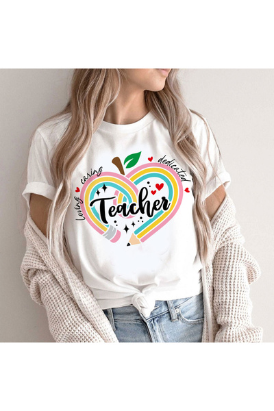 Kartier Women's White T-Shirt Love to teach