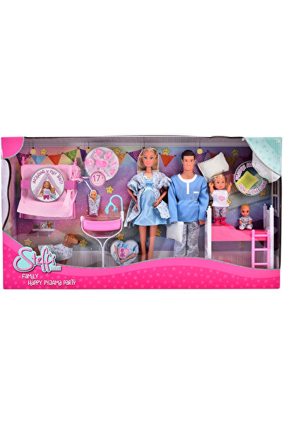 Simba Set Steffi Love Family Happy Pijamas Party 29 cm cu 4 papusi, 1 caine s...