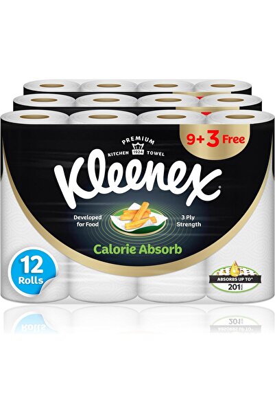 Kleenex Calorie Absorb Kitchen Tissue Paper Towel, 3 PLY, 12 Rolls x 50 Sheets