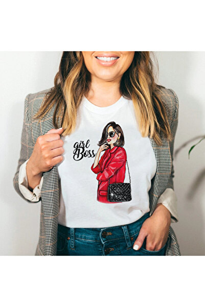 Kartier Women's White T-Shirt Girl Leader