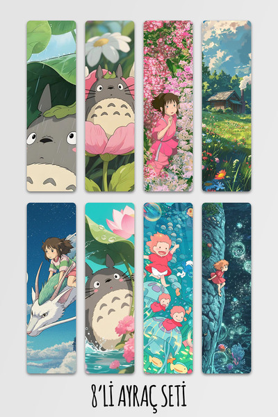 Anime Marketi Sevimli Studio Ghibli Temalı Ayraç Seti 8'li Kitap Ayracı Seti ...