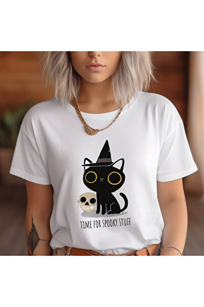 Kartier Tricou Dama Time For Spooky Stuff, Alb,