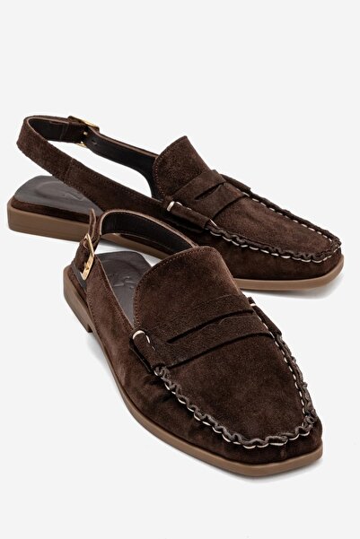 Zeynep Sıradağlı Clifton Women's Genuine Leather Sandals Brown Suede