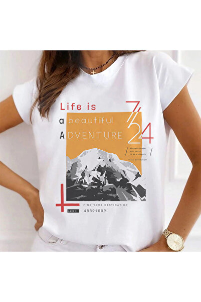 Kartier Tricou Dama Alb Life Is A Beautiful Adventure