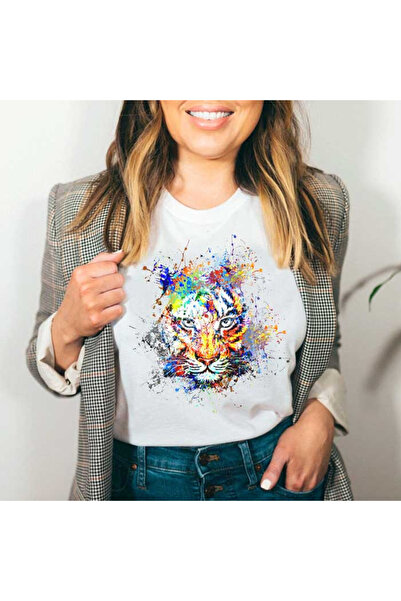 Kartier Tricou Dama Alb Tiger Watercolor