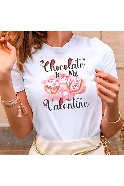 Kartier Tricou Dama Alb Chocolate Is My Valentine