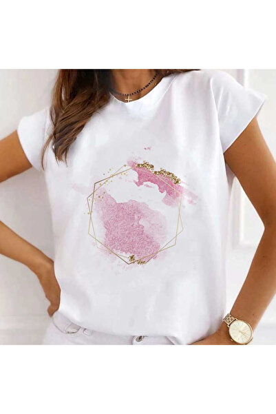 Kartier Tricou Dama Alb Pink Glitter