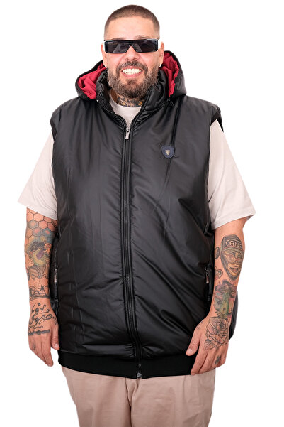 ModeXL Mode XL Large Size Men's Quilted Vest U25722 Shiny Black